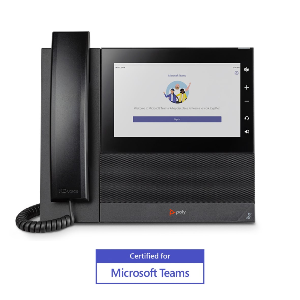 PolyCom Microsoft Teams Certified desk phone CCX600 with large full color screen