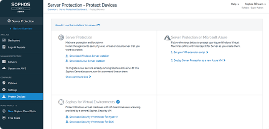 Sophos Server Protection - Protect Devices