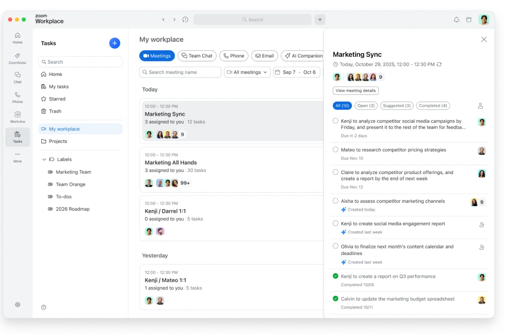 Zoom Workplace collaboration dashboard