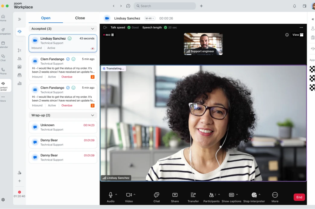 Zoom Contact Center omnichannel dashboard