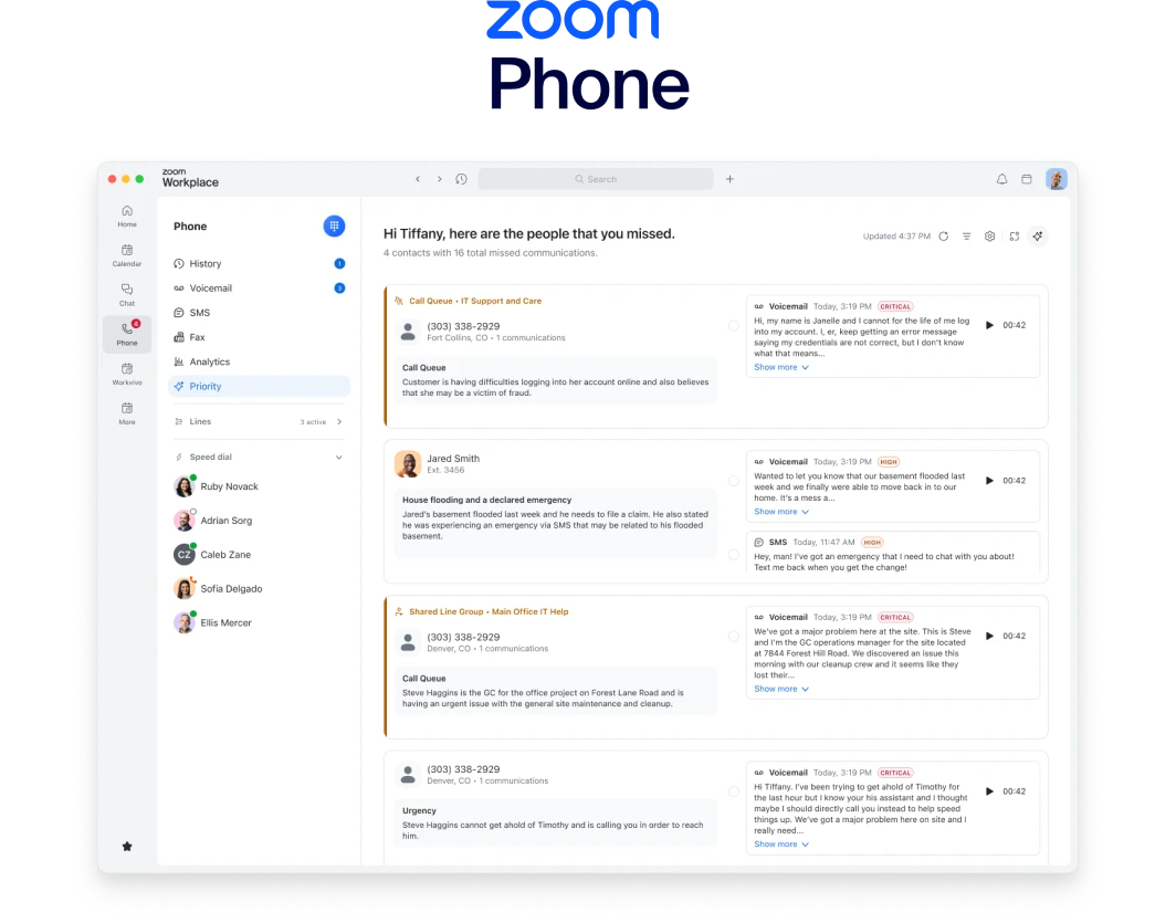 Zoom Phone cloud calling interface