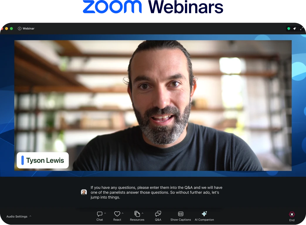 Zoom Webinars and Events interface